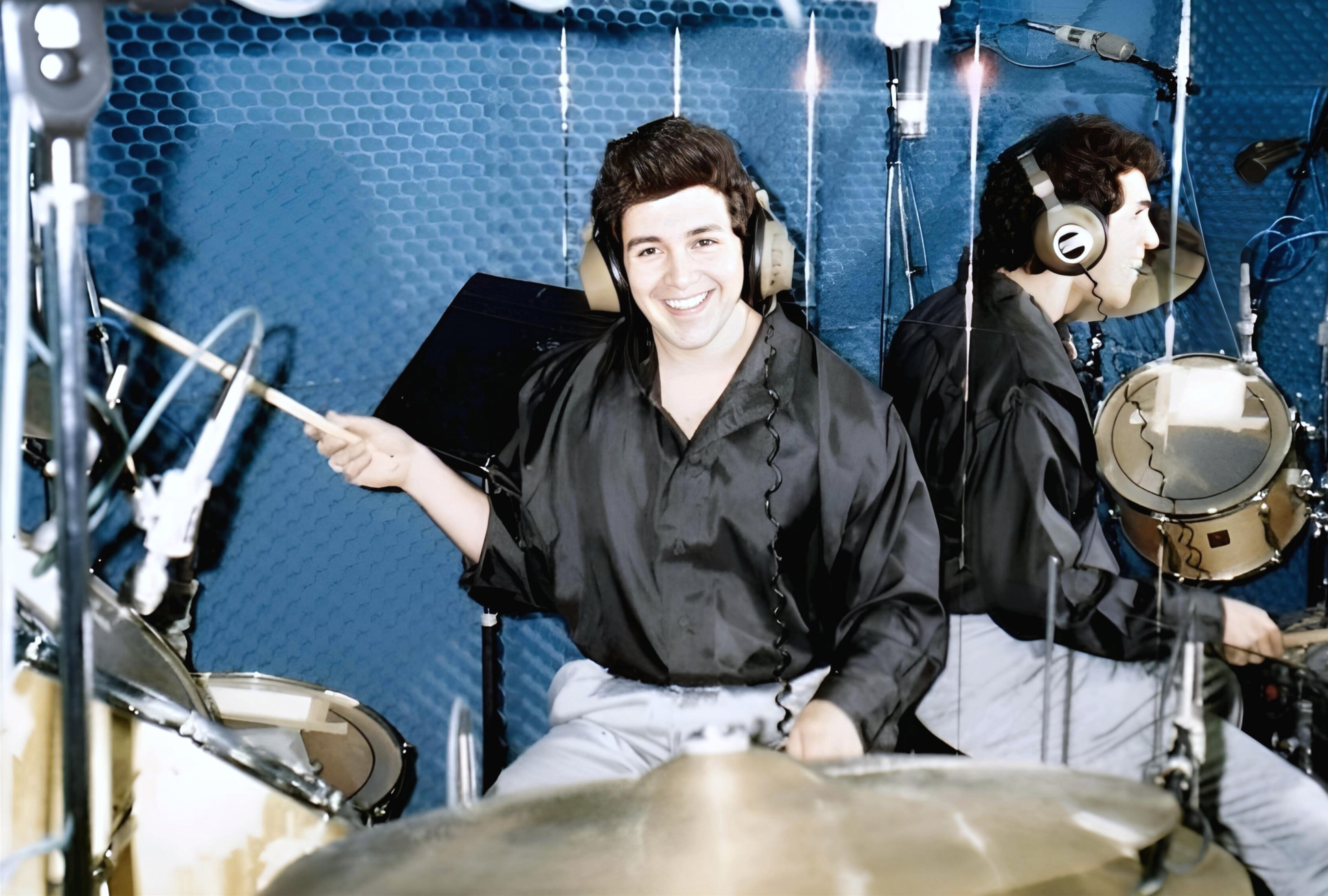 Rami on drums in the studio 1989